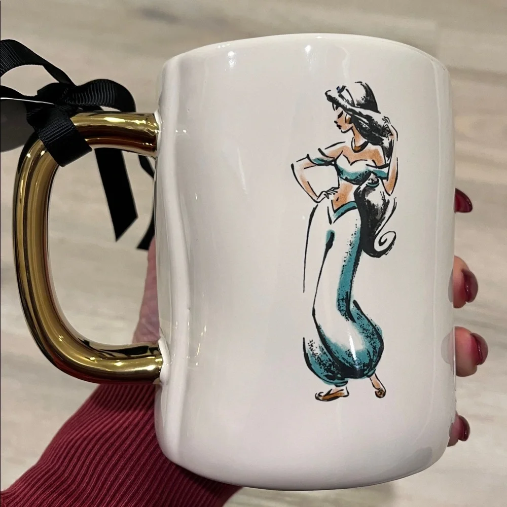 NWT Rae Dunn Disney Princess Jasmine mug STARRY NIGHT collectible gold rare